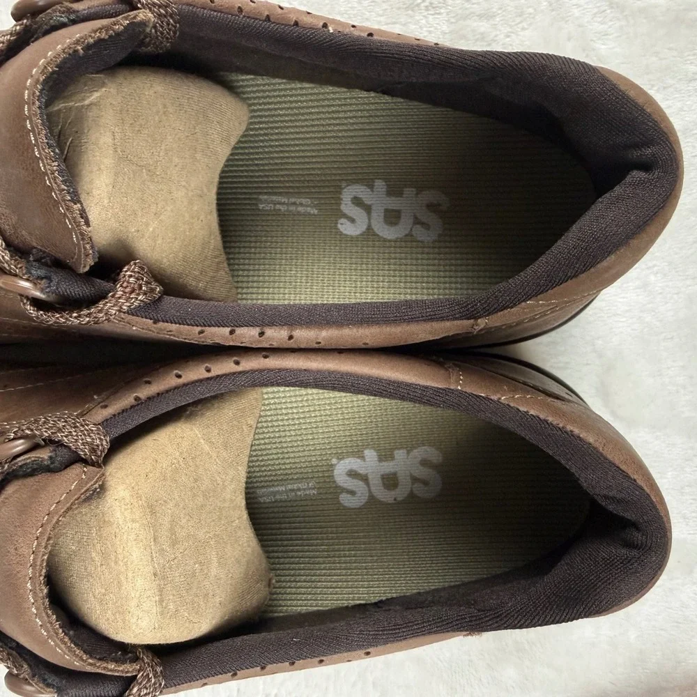 SAS Walk Easy Walking Shoes‎ Womens 10 N Brown Leather Lace Up Comfort Sneaker